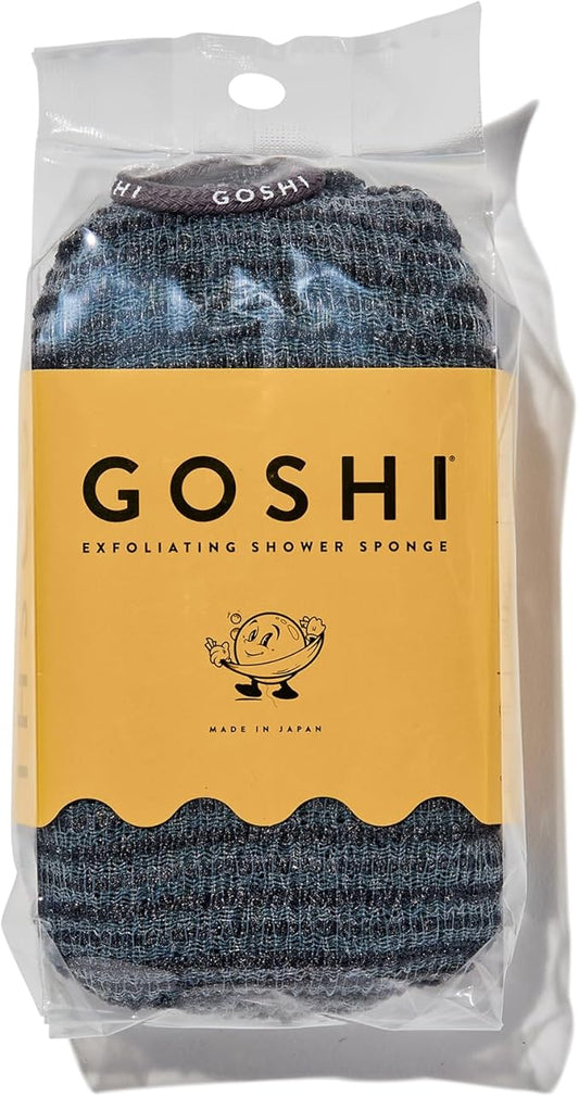 GOSHI Exfoliating Shower Sponge - Rip-Resistant, Rapid-Drying Exfoliating Bath Sponge for All Skin Types - Grey - Made in Japan-Velvo Beauty