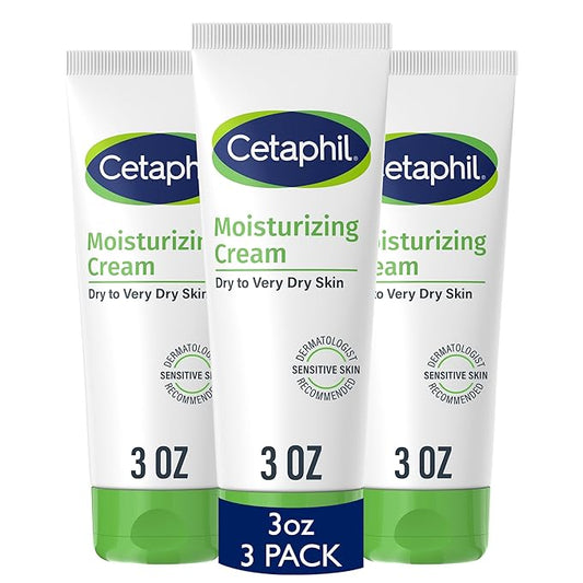 Cetaphil Face & Body Moisturizer, Hydrating Moisturizing Cream for Dry to Very Dry, Sensitive Skin, NEW 3 oz Pack of 3, Fragrance Free, Non-Comedogenic, Non-Greasy-Velvo Beauty