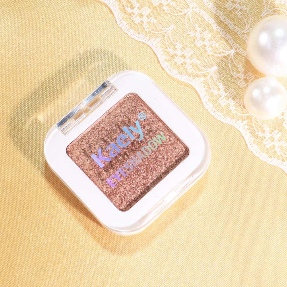 Brown Shimmer Single Eyeshadow Makeup Palette, Natural Brown Single Eye Shades, Mini Travel Palette for Women, Everyday Eyeshadows Makeup 21#-Velvo Beauty