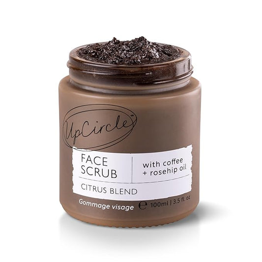 UpCircle Coffee Face Scrub - Citrus Blend For Normal + Dry Skin 3.5oz- Shea Butter, Coconut + Rosehip Oil - Natural, Vegan Face Exfoliator For Soft, Smooth Skin-Velvo Beauty