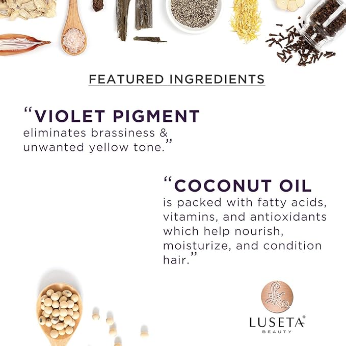 Luseta Color Brightening Purple Shampoo and Conditioner Travel Kit for Blonde and Gray Hair -Infused with Cocos Nucifera Oil to Help Nourish, Moisturize and Condition Hair, 2x1.01oz-Velvo Beauty