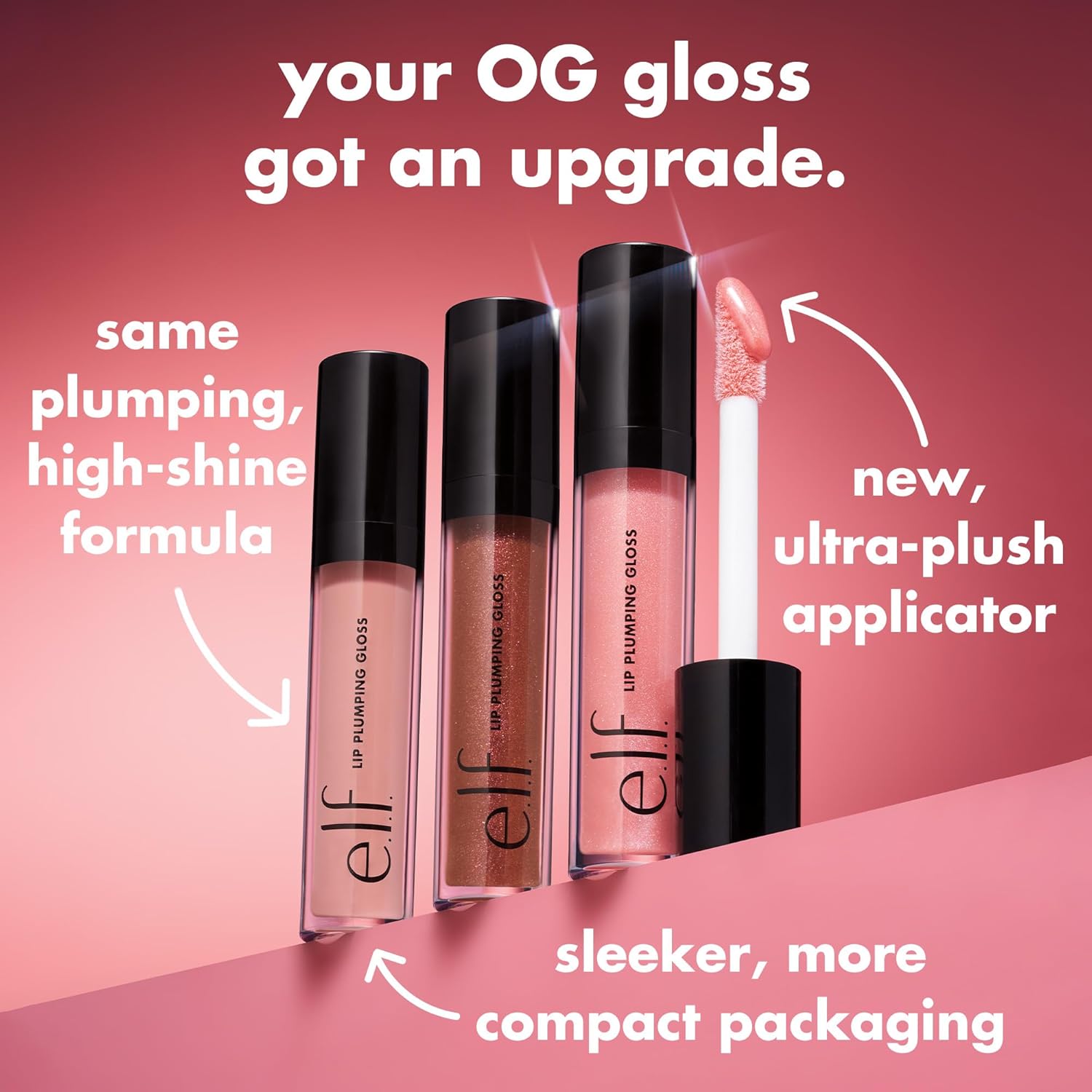e.l.f. Lip Plumping Gloss, High-Shine Sheer Color, Hydrates & Creates Fuller Lips With Vitamin E, Vegan & Cruelty-Free, Pink Sugar, 0.1 Fl Oz-Velvo Beauty