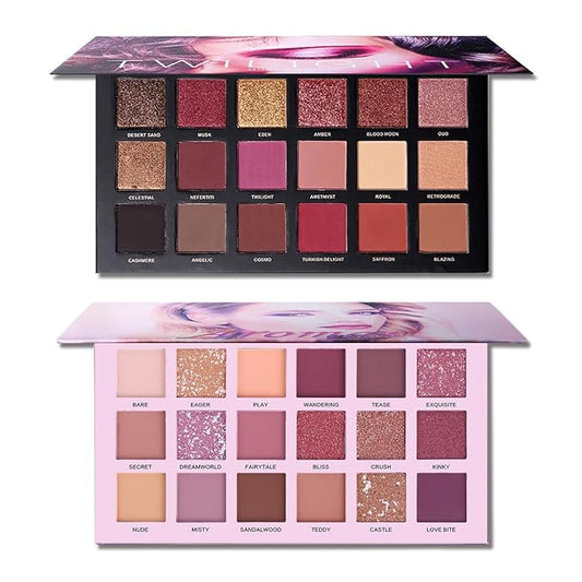 2Pcs Twilight Dusk + Aromas Nude Eyeshadow Palette Makeup Set, Matte Shimmer Glitter Pressed Pearl All Highly Pigmented Blending Powder, Natural Velvet Texture Eye Shadow Kit-Velvo Beauty