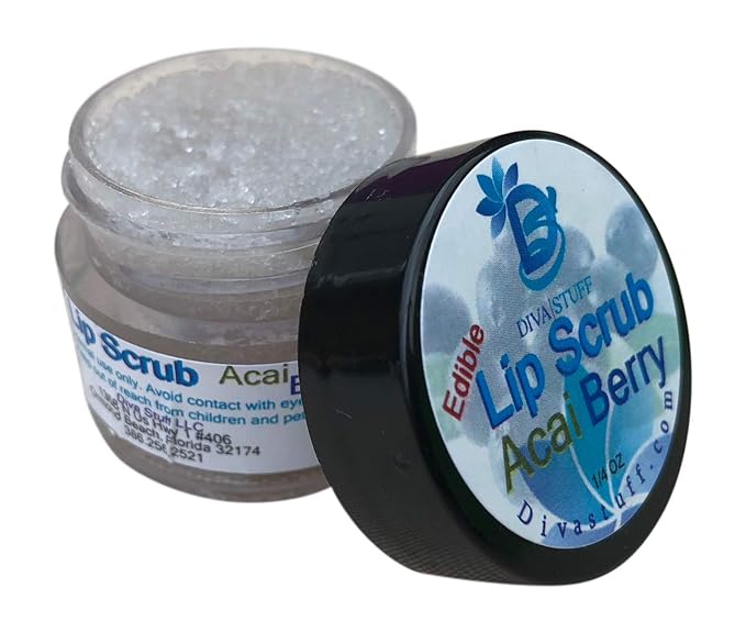 Diva Stuff Ultra Hydrating Lip Scrub for Soft Lips, Gentle Exfoliation, Moisturizer & Conditioner, Acai Berry – ¼ oz (Made in the USA)-Velvo Beauty