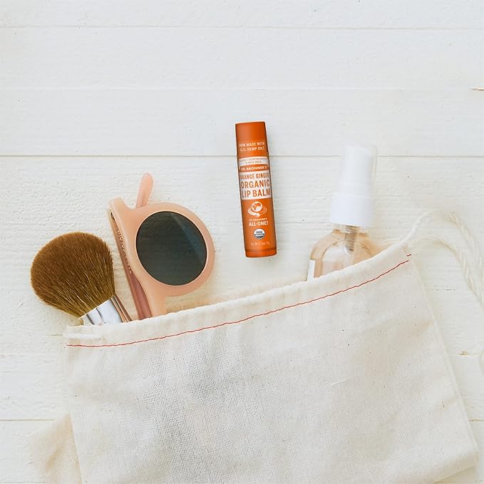 Dr. Bronner’s Organic Lip Balm 6-Pack (.15oz) Natural, Moisturizing, Petroleum-Free Lip Balm with Beeswax & Avocado Oil for Dry Lips, Men & Women - Orange Ginger-Velvo Beauty