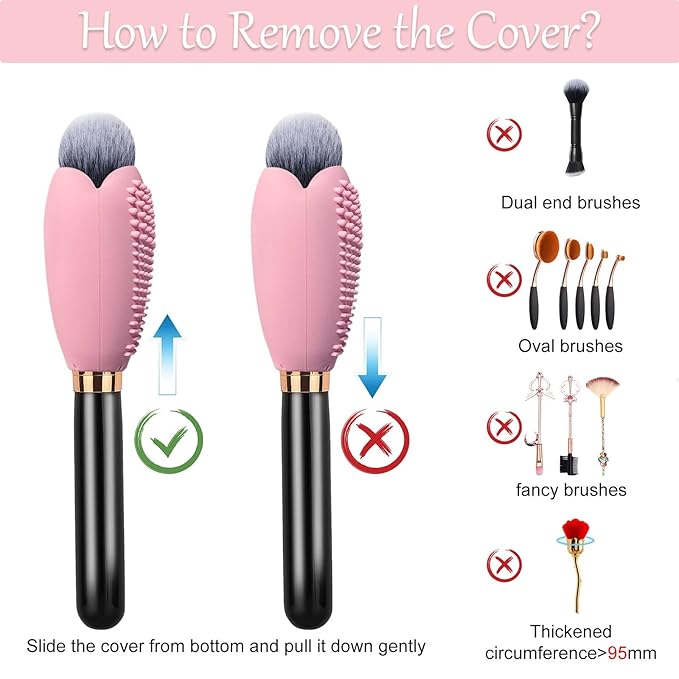 Silicone Travel Make-up Brush Holder with Cleaner Mat Pad, Organizer Case Covers for Foundation Eye Lip Brushes Storage Cleaning, Gift for Women Girl-Friend Mother Wife, 3-Pcs Large + 5 Small, Blue-Velvo Beauty