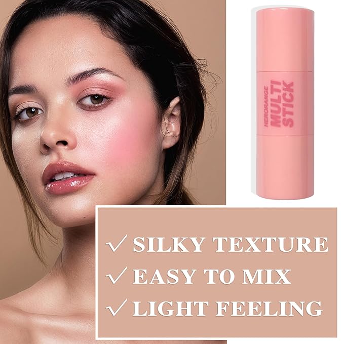 Cream Blush Stick with Brush and Makeup Sponge,Waterproof Multi Cream Makeup Stick,Lightweight,Long-lasting,2 in 1 Multi Blush for Cheeks & Lip Tint & Eyeshadow R-Velvo Beauty