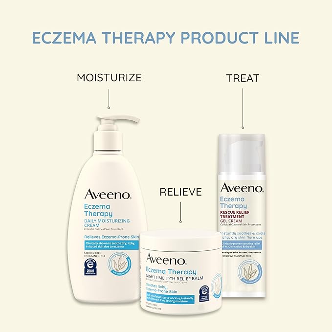 Aveeno Eczema Therapy Daily Moisturizing Body Cream for Sensitive Skin, Soothing Eczema Relief Cream, Colloidal Oatmeal & Ceramide for Dry & Itchy Skin, Steroid- & Fragrance-Free, 7.3 oz-Velvo Beauty