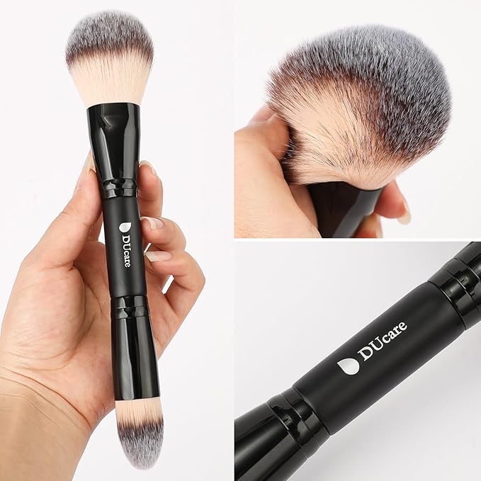 DUcare Powder Brush Foundation Brushes Double Ended Blush Setting Brush for Rounded Taperd Liquid, Cream, Powder,Blending, Buffing-Velvo Beauty
