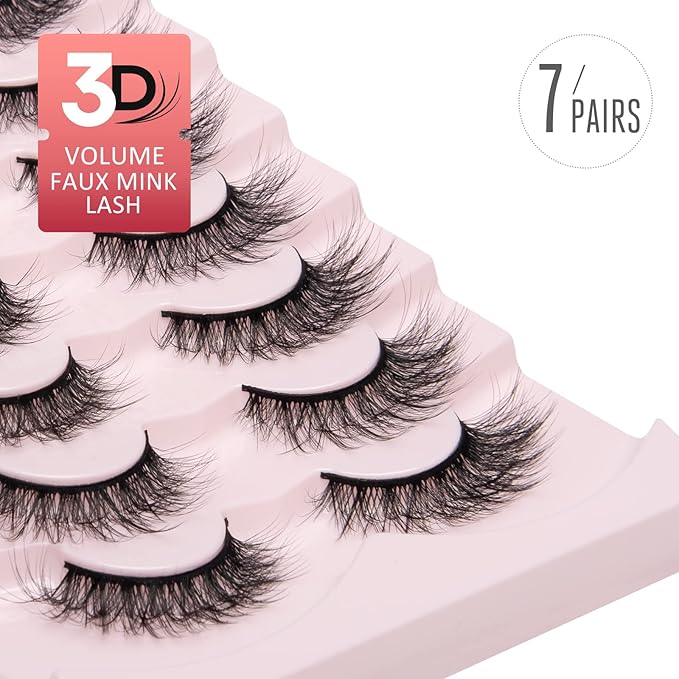 Fake Lashes Natural Wispy Lashes Airy Volume Faux Mink Lashes Fluffy Long False Eye Lashes Sets Pack 18MM Reusable Eyelashes A05-Velvo Beauty