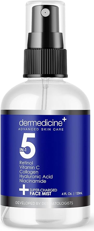 5 in 1 Super Charged Anti-Aging Face Mist w/Retinol, Vitamin C, Collagen, Hyaluronic Acid & Niacinamide | Hydrates, Refreshes & Brightens for a More Glowing Complexion | 4 fl oz, 120 ml-Velvo Beauty