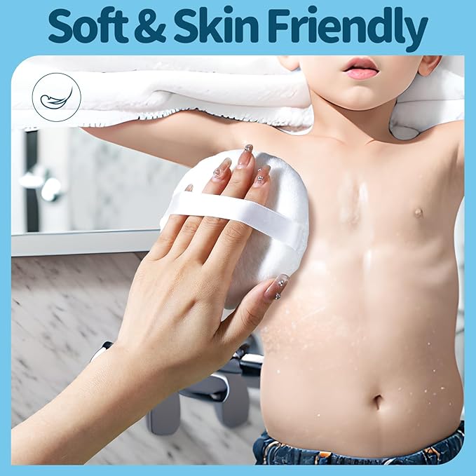 Teenitor 2pcs Powder Puff, 4.13 Inch Powder Puff for Body Powder, Body Powder Puff Large Powder Puff Loose Powder Puffs Soft Velour Body Powder Puff and Container White-Velvo Beauty