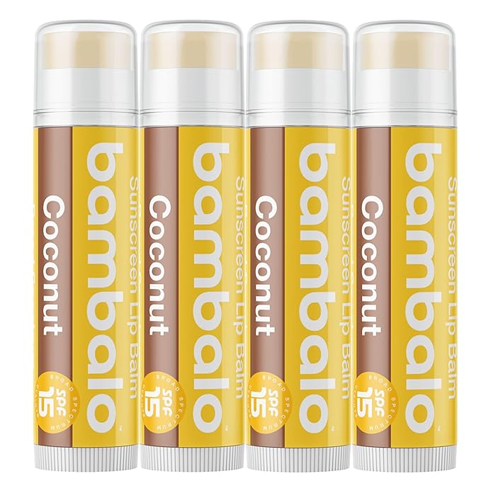 4-Pack Coconut SPF 15 Lip Balm - Organic Ingredients, Broad Spectrum UVA/UVB Protection - Hydrating & Moisturizing, USA Made-Velvo Beauty