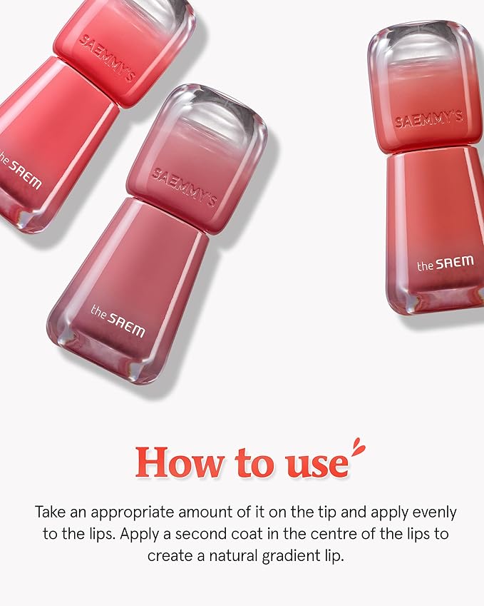 THESAEM Saemmy's Ade Shot Tint (02, 05) - Korean Lip Titnt, Water Gel Lip Stain with Plump Glowy Moisturizing Finish, Buildable Radiant Gloss, Long-Lasting Comfort, 0.1 fl.oz.-Velvo Beauty