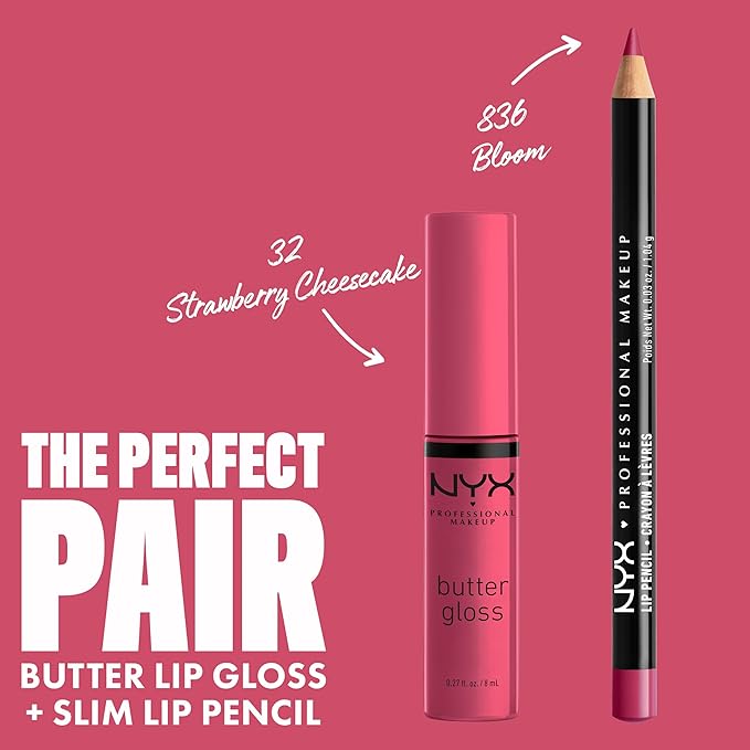 NYX PROFESSIONAL MAKEUP Butter Gloss, Non-Sticky Lip Gloss - Strawberry Cheesecake (Warm Pink)-Velvo Beauty