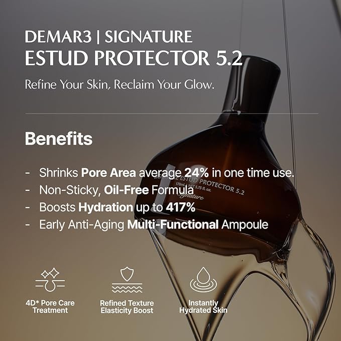 Signature ESTUD Protector - Face serum Pore minimizer Niacinamide Serum (2%), 1.69 fl oz, Pore care Serum for Face, Even Skin Tone, Korean Skin care Glass Skin, Centella Asiatica Pore Ampoule-Velvo Beauty