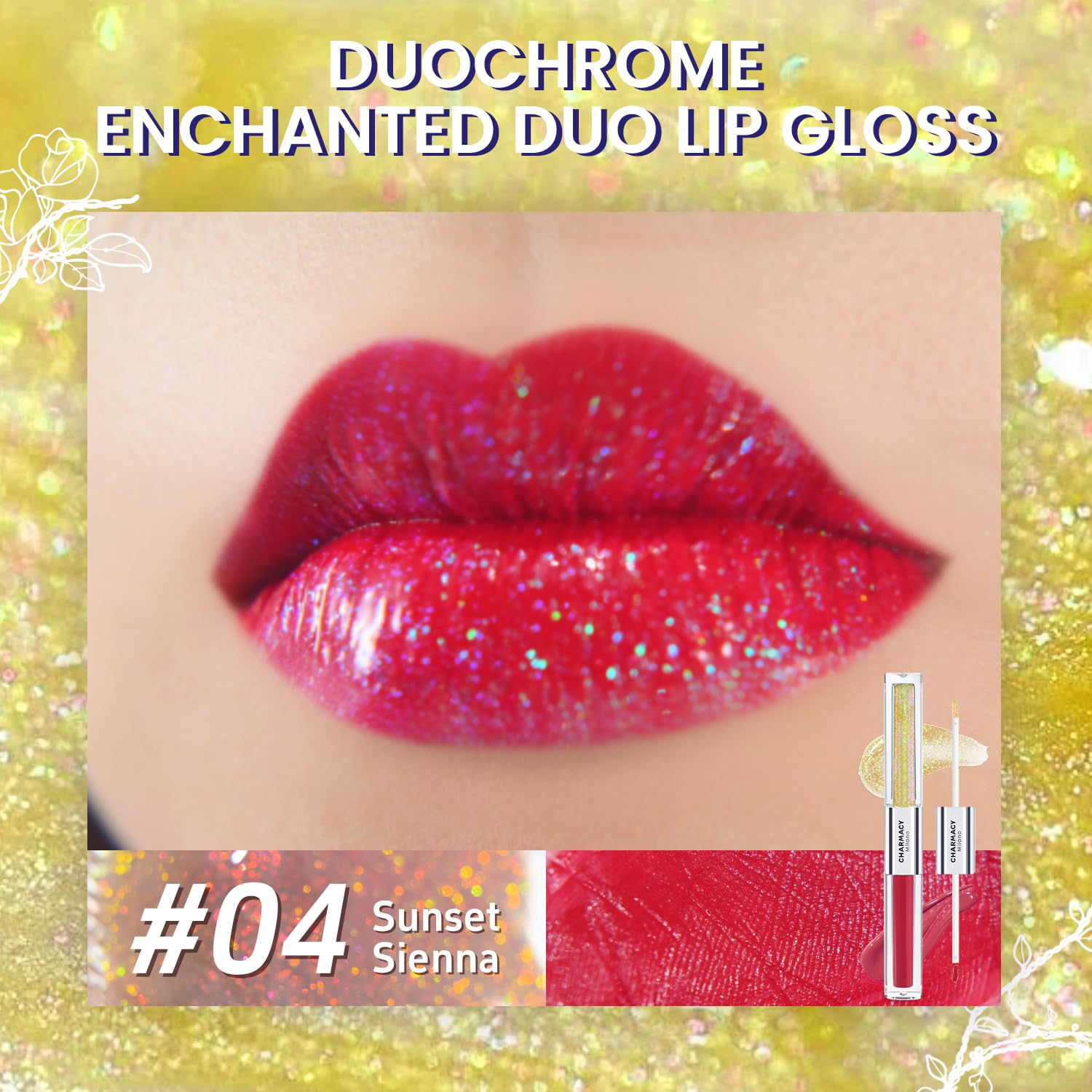 CHARMACY Multichrome Double Head Non-Stick Lip Gloss, Metallic Colourful Lip Glaze, Anti-transfer, Long Lasting Waterproof Liquid Lipstick Makeup (#04)-Velvo Beauty