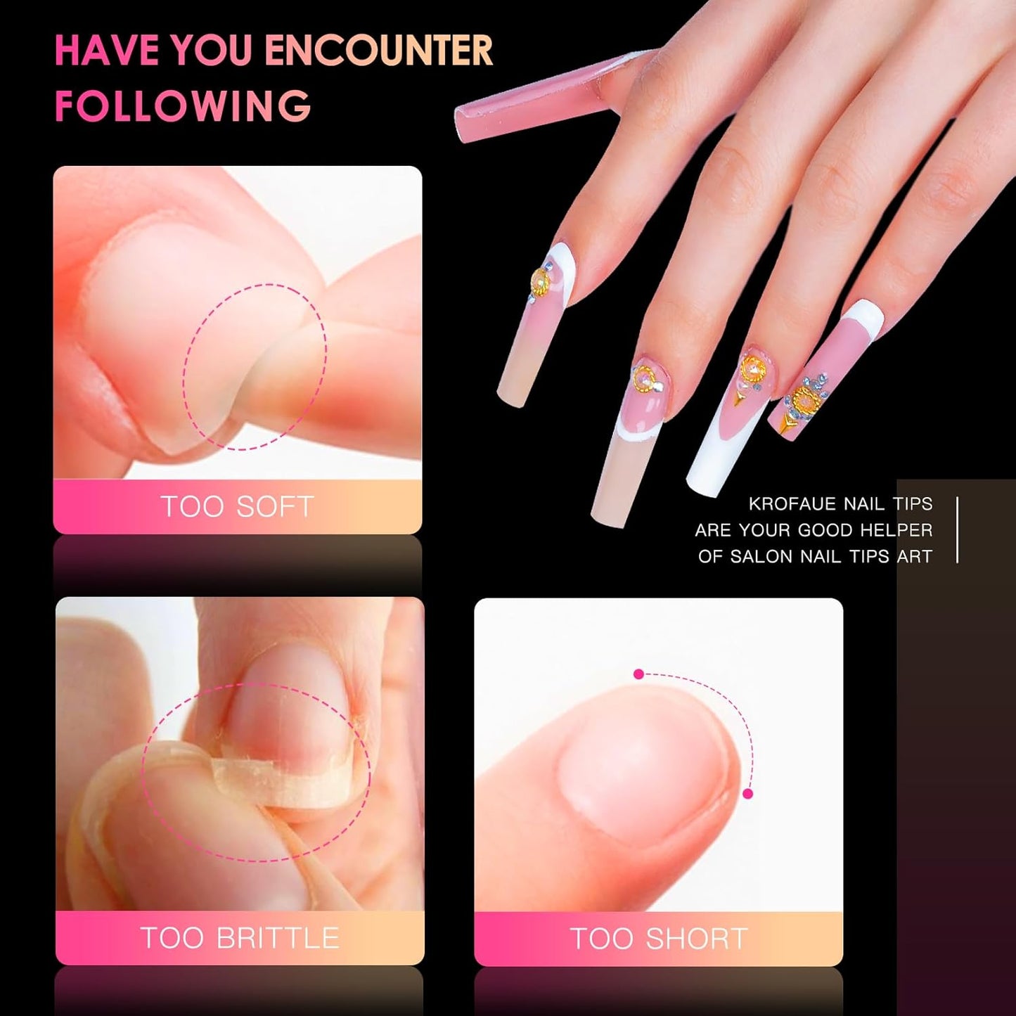 Ranrose Extra Long Nail Tips,240PCS XXXL Square Acrylic Tips Full Cover Clear Straight Tapered-Velvo Beauty