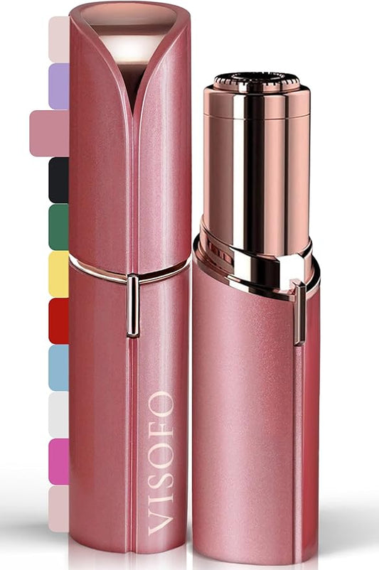 Facial Hair Removal for Women | Electric Razor Device Small Mustache Dermaplaning Remover Tools Tweezers Epilator Trimmer Face Dermaplane Shavers Beauty Gadgets Set Accessories by VISOFO (RoseQuartz)-Velvo Beauty