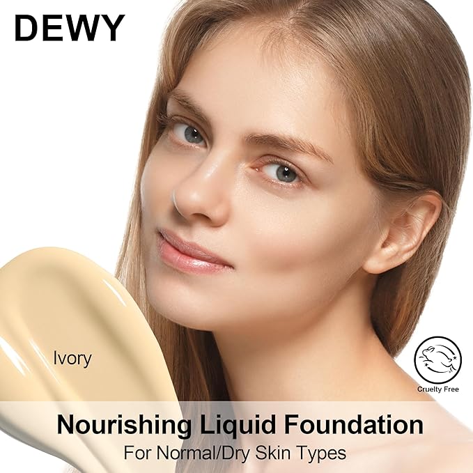 FV 2 Pack Hydrating Liquid Foundation Makeup, Waterproof & Lightweight, Natural Finish with Medium Coverage, Ideal for Dry and Normal Skin (Nourishing Ivory)-Velvo Beauty