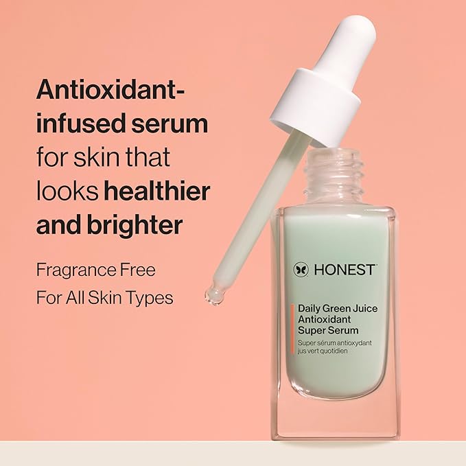 Honest Beauty Daily Green Juice Antioxidant Super Serum | Improves Skin Tone + Texture | Gentle for Sensitive Skin, Fragrance Free, Vegan | 1 fl oz-Velvo Beauty