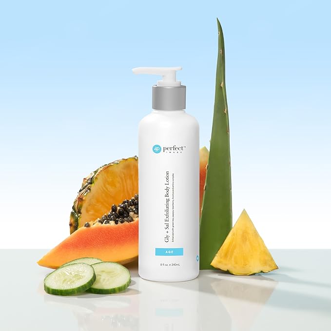 Perfect Image Gly + Sal Exfoliating Body Lotion, 8% Glycolic Acid and 2% Salicylic Acid Lotion Enhanced with Green Tea, Papaya, Bearberry, Licorice and Amino Complex-Velvo Beauty