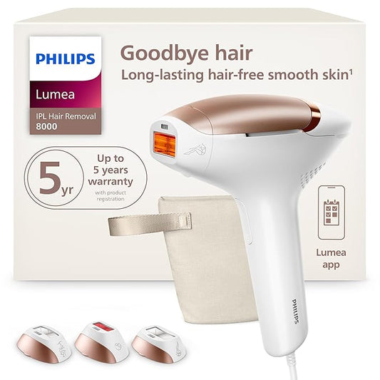 Philips Lumea 8000 Series IPL Hair Removal Device - Alternative to Laser Hair Removal, SenseIQ Technology and Lumea App, 3 Attachments for Body, Face, and Precision, for Women & Men, BRI937/03-Velvo Beauty