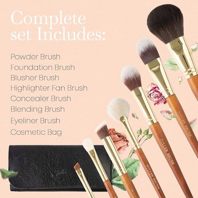 Fuller Cosmetic Brush & Bag Set (Set of 7 Brushes)-Velvo Beauty