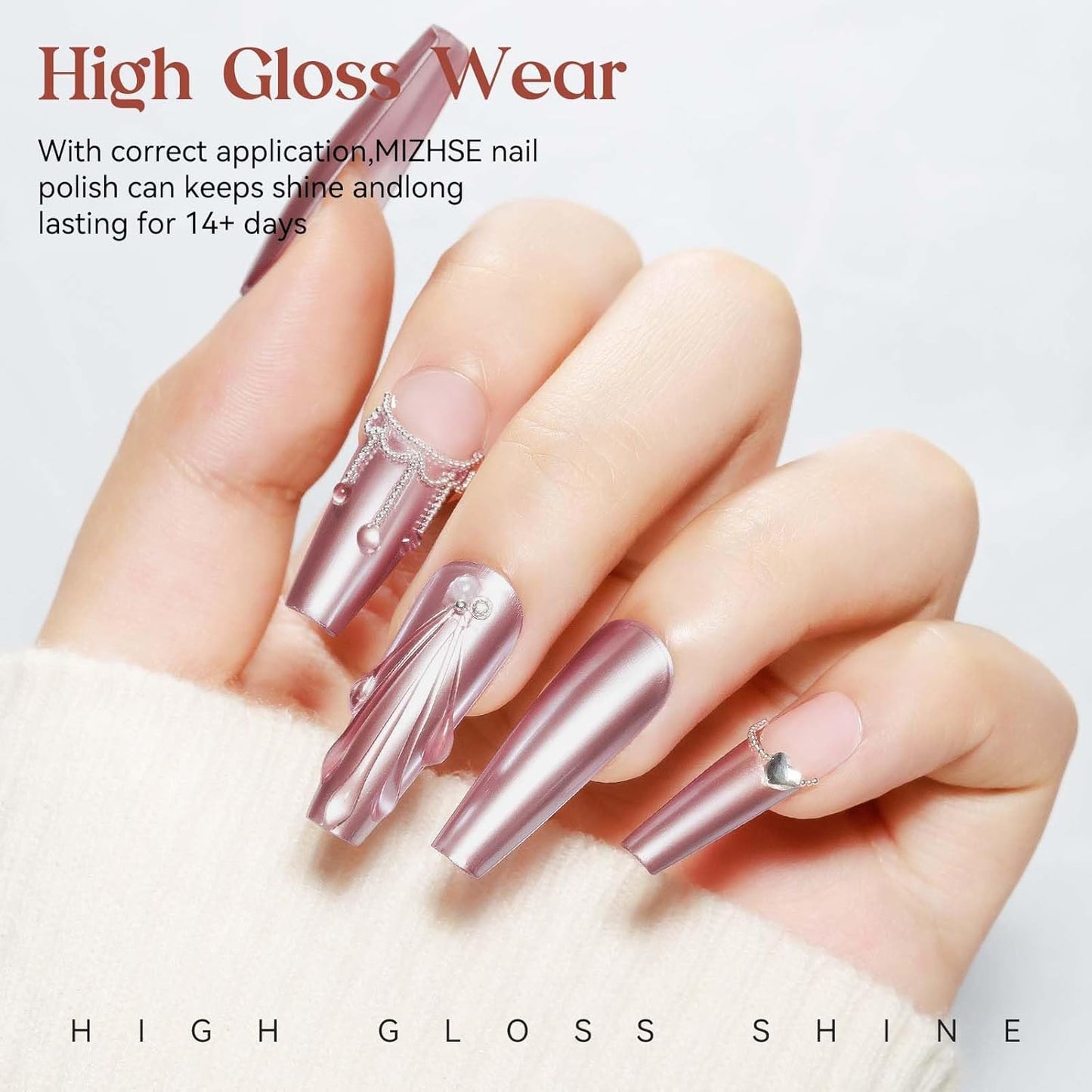 MIZHSE Pink Mirror Nail Polish, Quick Dry Metallic Nail Polish, Air Dry Fast Chrome Nail Lacquer Bright Color Oil-based Nail Art Manicure DIY Home-Velvo Beauty