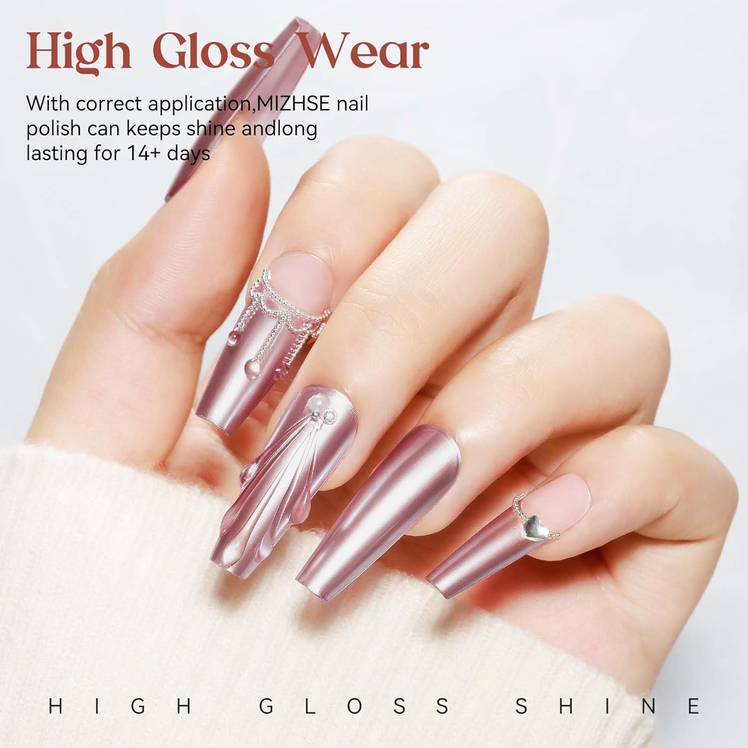 MIZHSE Pink Mirror Nail Polish, Quick Dry Metallic Nail Polish, Air Dry Fast Chrome Nail Lacquer Bright Color Oil-based Nail Art Manicure DIY Home-Velvo Beauty