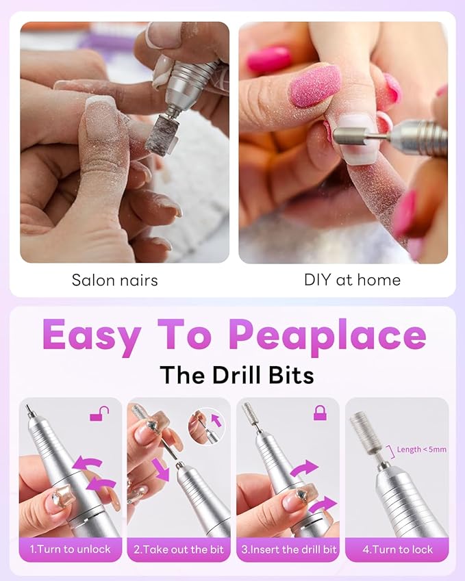 CozyZen Cordless Nail Drill Professional: 45000 RPM Rechargeable Electric Nail File Kit, Portable & Low Noise for Acrylic, Gel Nails, Manicure & Pedicure - Salon & Home Use-Velvo Beauty