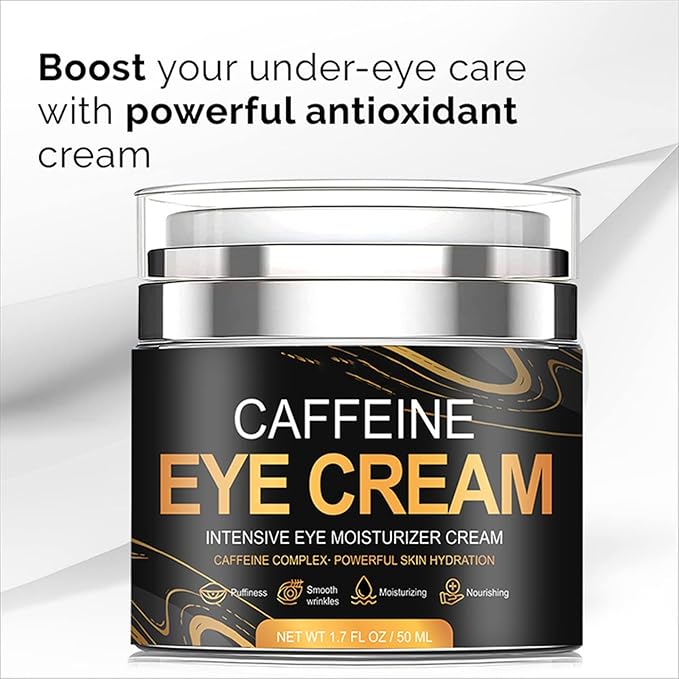 Caffeine Eye Cream for Men Anti Aging, Reduces Dark Circles, Bags, Puffiness Under Eye Cream Face Tightening Eye Lift For All Skin Types 1.7oz-Velvo Beauty