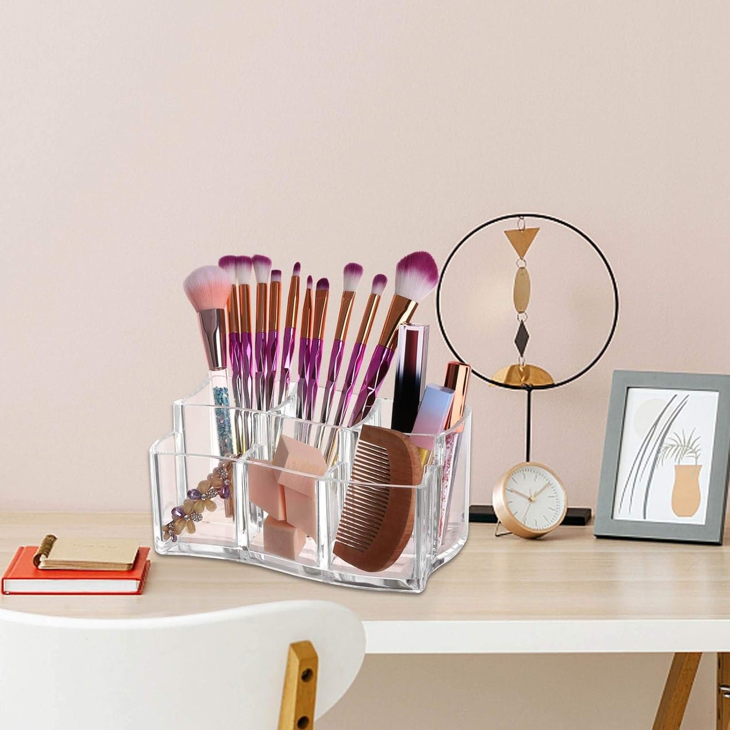 Tbestmax 6 Slot Acrylic Makeup Brushes Holder Organizer, Clear Eyebrow Pen Container Cosmetics Storage-Velvo Beauty