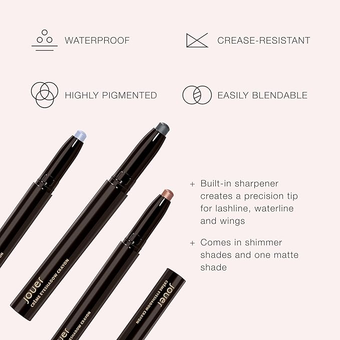 Jouer Crème Eyeshadow Crayon | Men & Women | Built-In Sharpener | Dermatologist Tested | Waterproof, Fast Drying & Crease Resistant Formula-Velvo Beauty