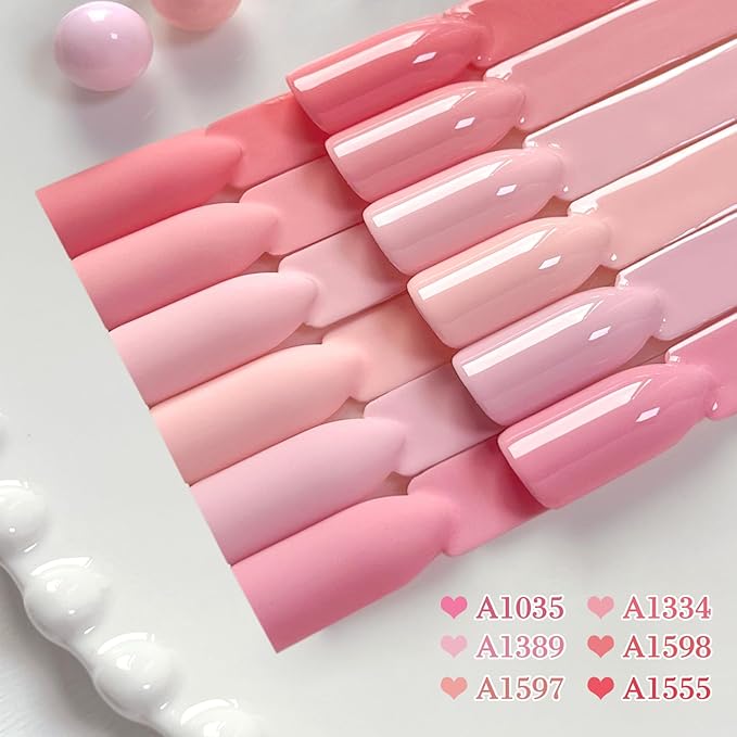 Double Rhythm 6 Pcs 15 ML Gel Polish Set Same Color Same Bottle Soak Off Gel Polish Kit Nail Art Manicure Salon DIY at Home for Women (Light Pale Peach Pink Orange Rose-T6-19)-Velvo Beauty