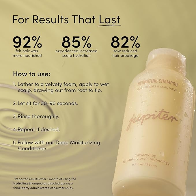 Jupiter Moisturizing Shampoo for Women and Men, Cleanses & Removes Scalp Buildup, Hydrating Shampoo that Strengthens Hair & Nourishes Dry Scalp, Color Safe, Vegan, Sulfate-Free, Paraben-Free-Velvo Beauty