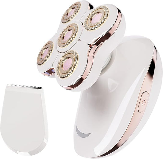 Electric Razors for Womens, 2-in-1 Best Shaver for Women, Rechargeable Trimmer with Detachable Head for Women's Legs, Bikini, Face, Lips Hairs, Cordless Wet Dry Facial Hair Removal for Women-Velvo Beauty