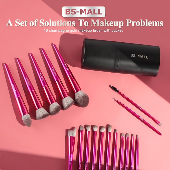 BS-MALL Makeup Brush Set 18 Pcs Premium Synthetic Foundation Powder Concealers Eye shadows Blush Makeup Brushes with black case-Velvo Beauty