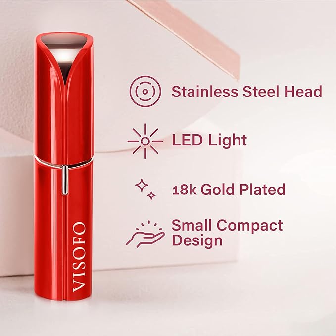 Facial Hair Removal for Women | Electric Razor Device Small Mustache Dermaplaning Remover Tools Tweezers Epilator Trimmer Face Dermaplane Shavers Beauty Gadgets Set Accessories by VISOFO (Rubin)-Velvo Beauty