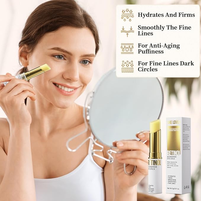Retinol Eye Stick, Eye Cream for Dark Circles and Puffiness, Hydration and Brightening Eye Balm, Under Eye Cream Anti Aging Visible Results in 3-4 Weeks Reduces Fine Lines Bags-Velvo Beauty