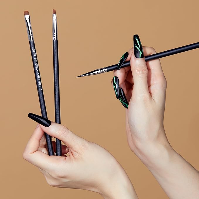 Jessup Eyeliner Brush Set, 3pcs Pro Precision Eyeliner Brushes Fine Point Angled Thin Gel Liquid Flat Winged Eye Liner Brush, Black T346-Velvo Beauty