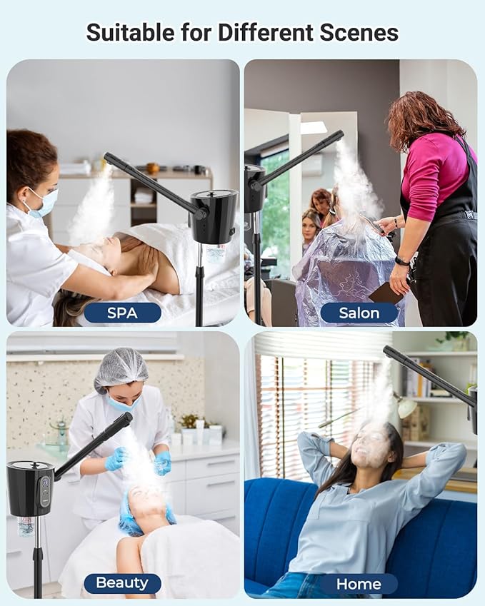 Kingsteam Professional Facial Steamer with Ozone - Ionic Nano Hot Mist Steamer with Large Capacity and 30-Min Timer for Estheticians, Beauty Salons, and Home Skin Care Use-Velvo Beauty