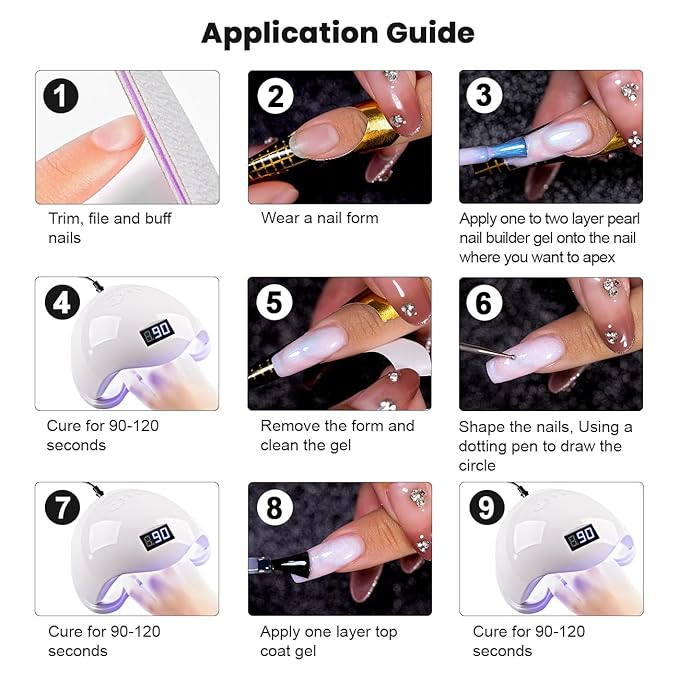 RARJSM Pearl Gel Builder Nail Polish Purple Hard Gel in a Bottle Mermaid Shell Glitter Pearlescent Thick Extension Structure for Nails 15ml Soak Off Curing Requires Salon Home DIY Beginner Use-Velvo Beauty