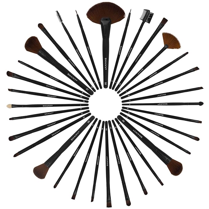 SHANY Makeup Brushes Premium Synthetic Foundation Powder Concealers Eye Shadows Cosmetics Brush Set with Faux Leather Pouch and Instruction sheet, 32 Count-Velvo Beauty