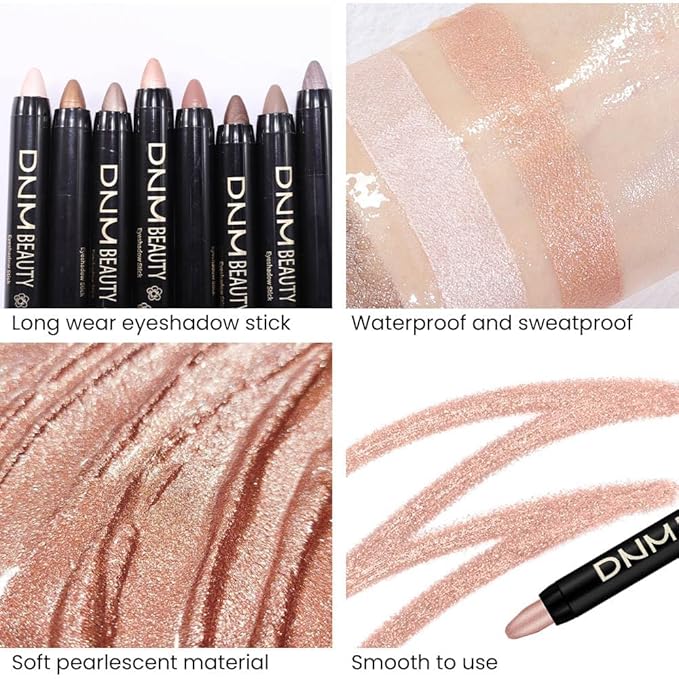 evpct 2Pcs Cream Eyeshadow Sticks Set for Eyes Waterproof, Champagne Shimmer Matte Eye shadow Stick Pencil Pen Bulk sombras en crema para ojos 17+17-Velvo Beauty