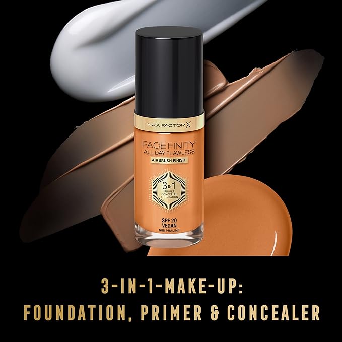 Max Factor Facefinity 3-in-1 All Day Flawless Liquid Foundation, SPF 20-64 Rose Gold, 30 ml-Velvo Beauty