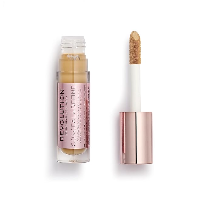 Makeup Revolution Conceal and Define Concealer, Full Coverage & Matte Finish, C11.5 for Medium/Tan Skin Tones, Vegan & Cruelty-Free, 0.7 Fl Oz-Velvo Beauty