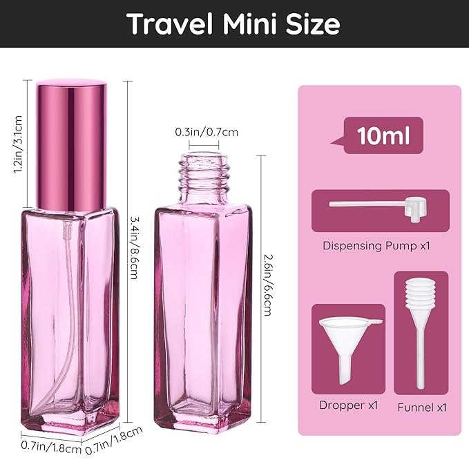 Segbeauty 5pcs Travel Refillable Atomizer, 10ML Empty Sprayer for Perfume, Mini Portable Glass Spray Bottle Dispenser for Cosmetic Accessories, Outgoing Travel Essentials-Velvo Beauty