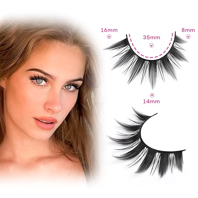 False Eyelashes 10 Pairs Manga Lashes Japanese Style Anime Thick Cosplay Lashes Natural Look 16MM Spiky 8D Wispy Faux Mink Lashes Full Strip Doll Lashes by FANXITON-Velvo Beauty