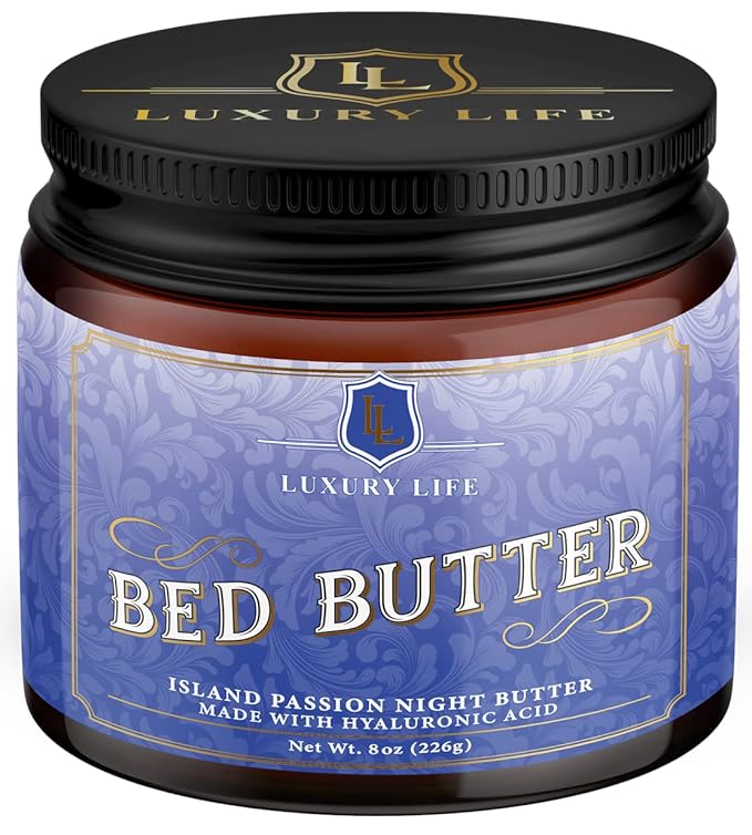LUXURY LIFE Bed Butter - Irresistibly Fragranced Mood-Enticing Butter Infused with Hyaluronic Acid. Extra Rich Calming Nighttime Moisturizer for Sensual Stimulating Experience (Island Passion, 8 oz)-Velvo Beauty